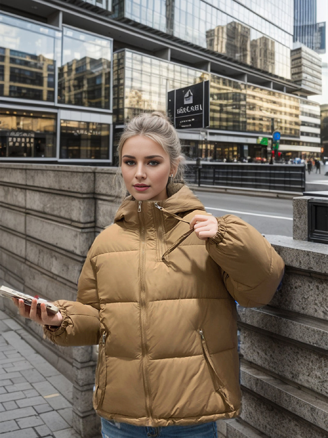 Damen Übergangsjacke mit voluminösen Steppnähten und praktischen Eingrifftaschen EB