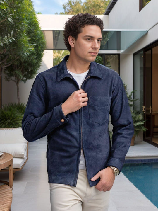 Herren Suede-Jacke im minimalistischen Design EB