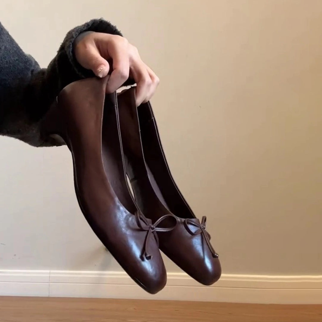Damen elegante Ballerinas mit stabiler Sohle und dekorativem Schleifenakzent EB
