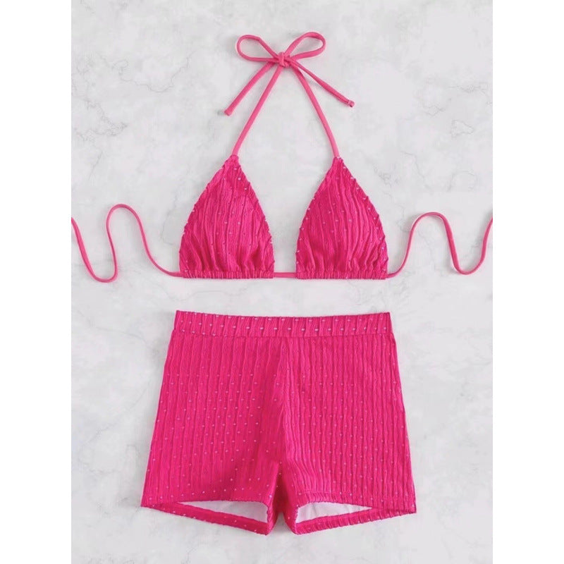 Damen Triangel-Bikini mit hochwertigem Rüschendesign und stretchy Shorts EB