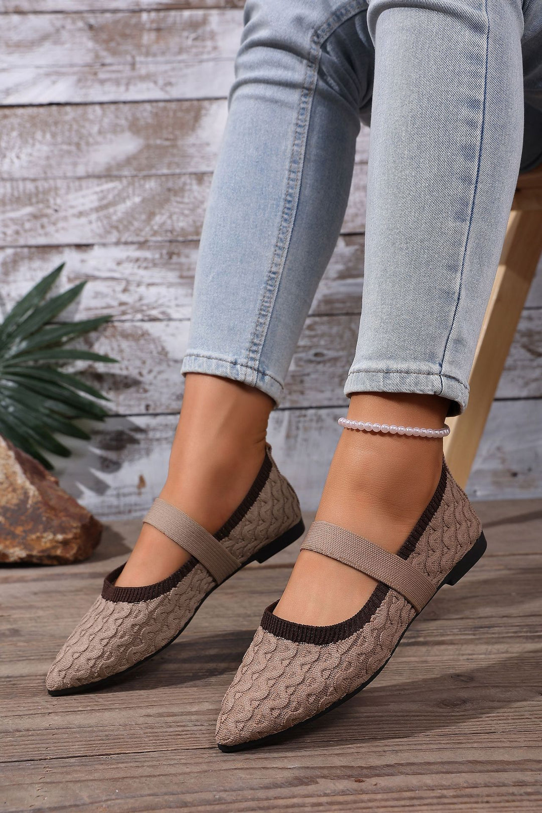 Damen Ballerinas mit elastischem Riemendesign EB