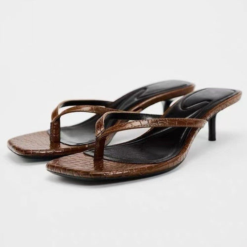 Damen Elegante Riemchen-Sandalen mit Kroko-Prägung EB
