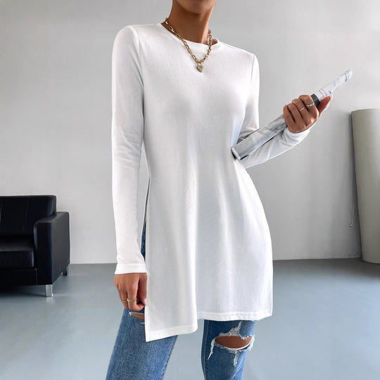 Damen Langarmshirt mit seitlichen Schlitzen und hochwertiger Verarbeitung EB