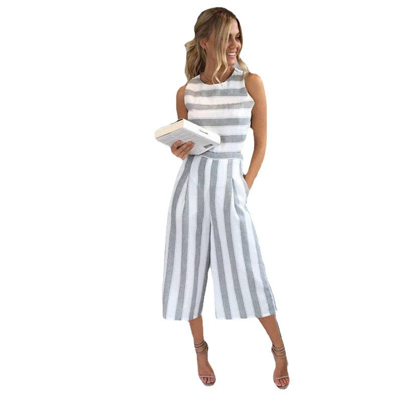 Damen Modischer Jumpsuit mit figurbetonendem Schnitt und breiten Beinöffnungen EB