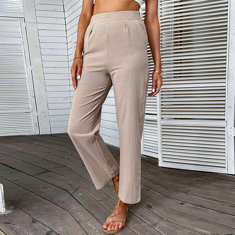 Damen lässige Palazzo-Hose mit hochgeschnittenem Taillenbund und eleganten Falten EB