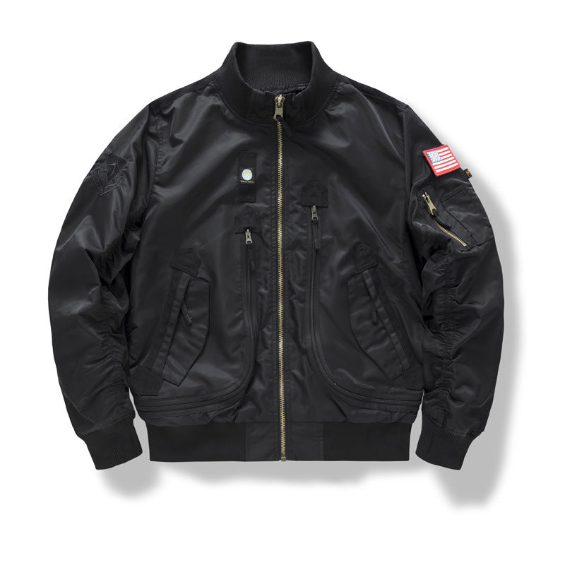 Herren Military-Bomberjacke mit verstärkten Multifach-Taschen und Stehkragen EB
