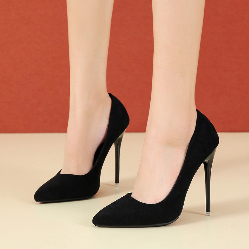 Damen nan spitze Stiletto-Pumps mit Samtoptik und gepolstertem Komfortfußbett EB