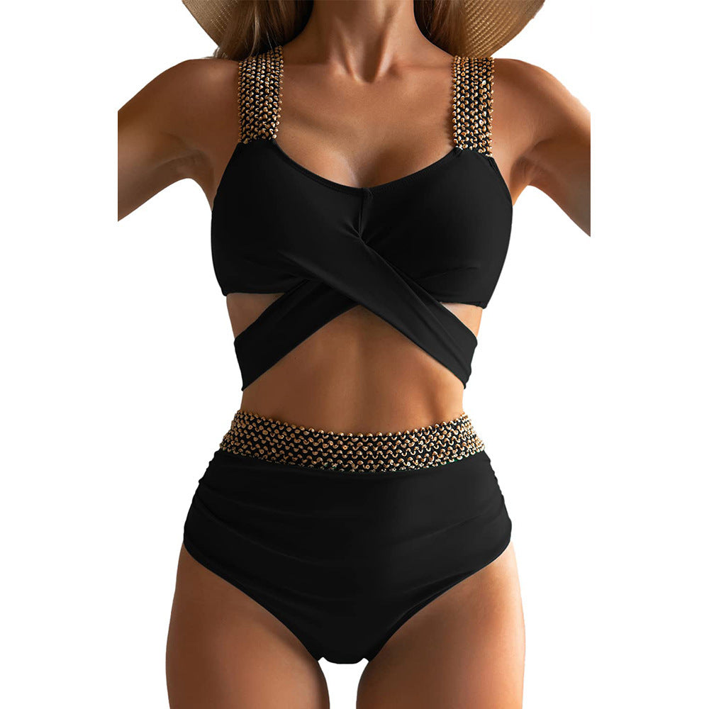 Damen Hochgeschnittener Bikinisuit mit glamourösen Details EB