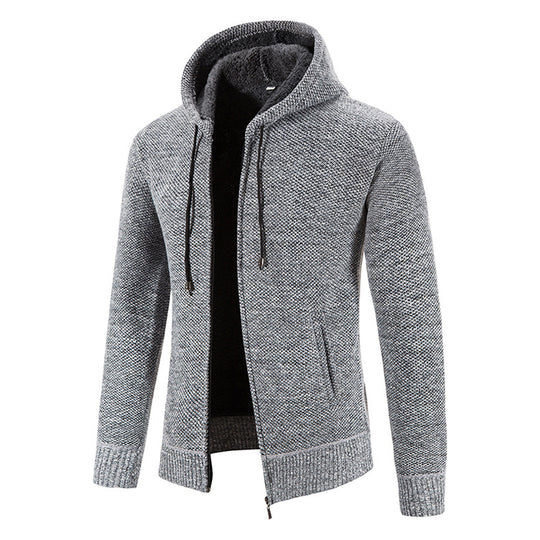 Herren Strickjacke mit moderner Kapuze und strukturiertem Design EB