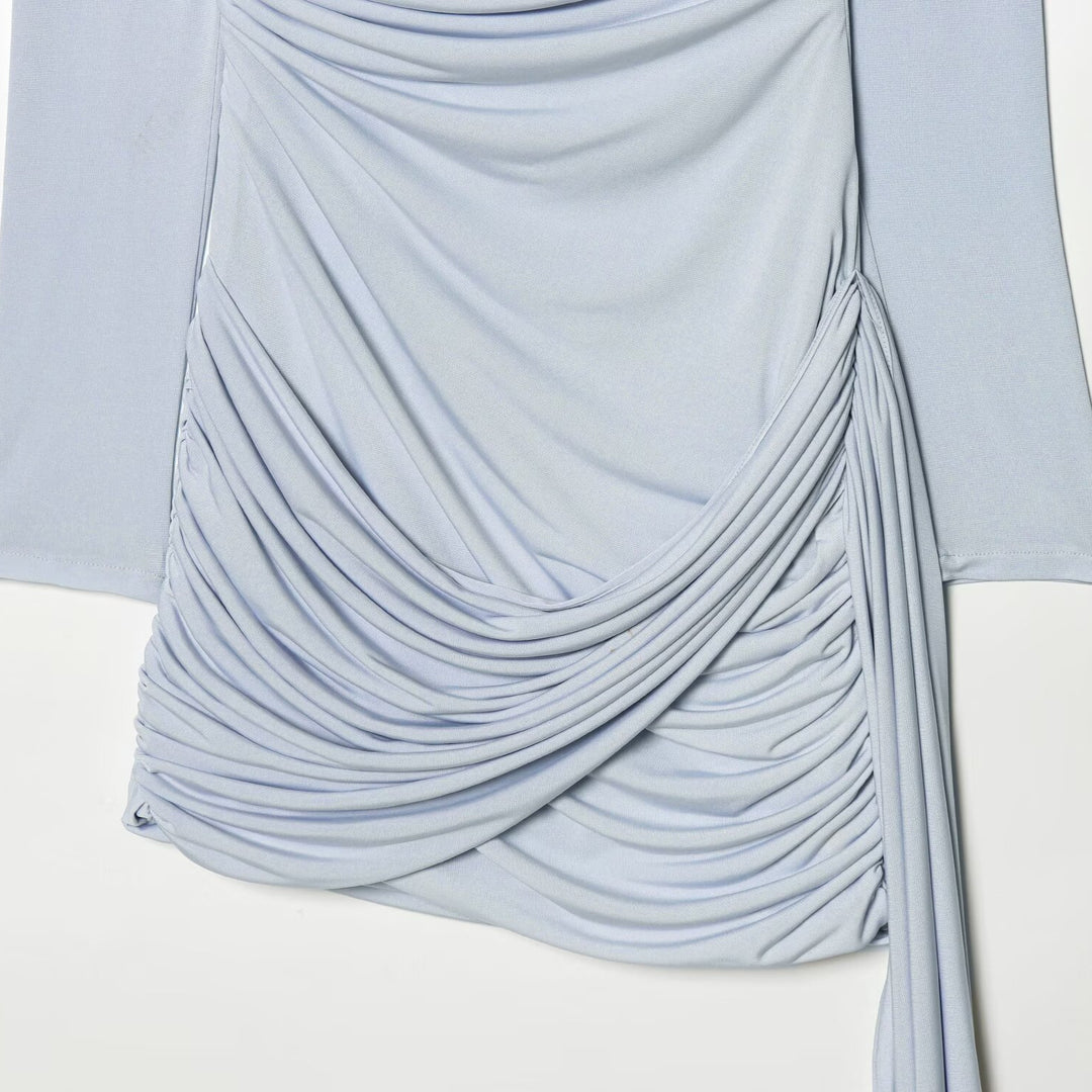 Damen Wickelkleid mit eleganter Drapierung und tiefem V-Ausschnitt EB