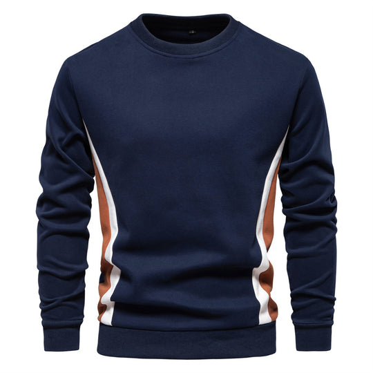 Herren nan Rundhals-Sweatshirt aus Baumwollmix mit seitlicher Kontrastpaspel und schmaler Silhouette EB