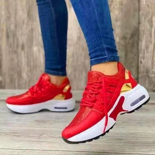 Damen Sportliche Sneakers mit glänzenden Akzenten EB