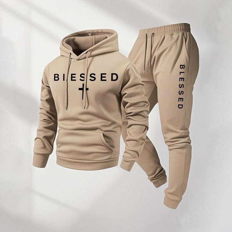 Damen Sweatshirt- und Jogginghose-Set mit modernem Schriftzug und praktischen Taschen EB