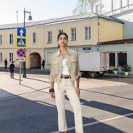 Damen lockere Utility-Jacke mit Taschen EB