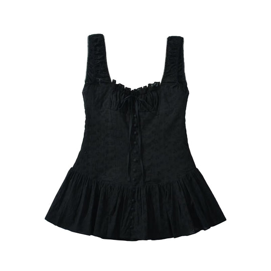 Damen Lässiges Rüschenshirt mit feinen Stickdetails EB