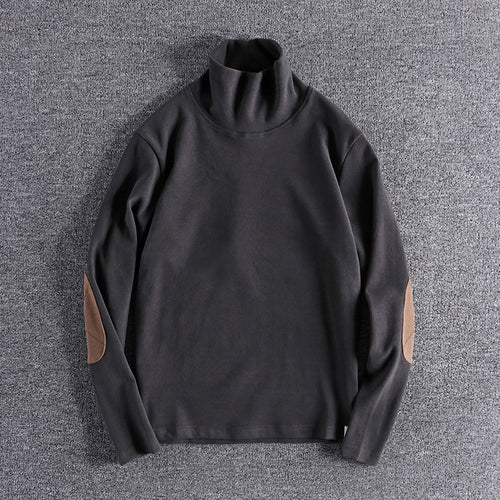 Herren Stehkragenpullover aus hochwertigem Fleece mit kontrastierenden Ellbogenpatches EB