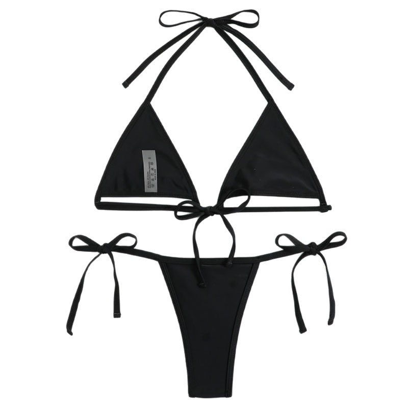 Damen Triangel-Bikini-Set mit geflochtenem Höschen und verstellbaren Trägern EB