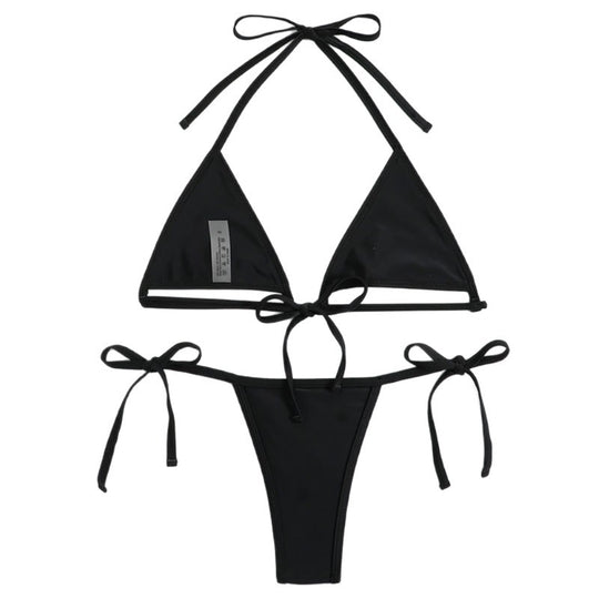 Damen Triangel-Bikini-Set mit geflochtenem Höschen und verstellbaren Trägern EB