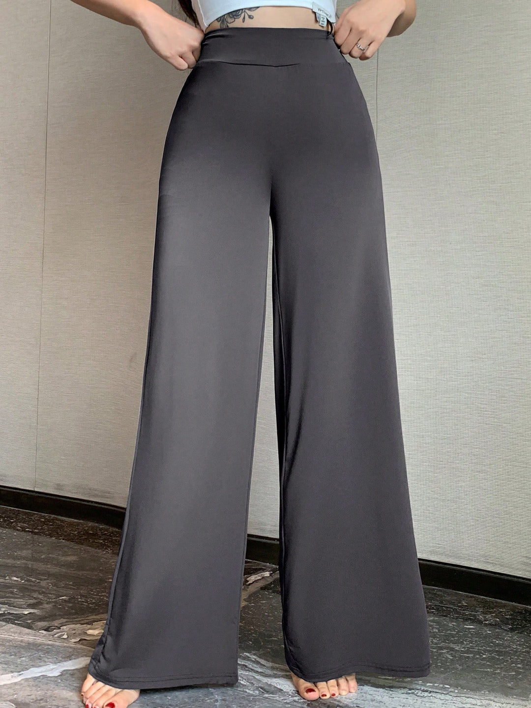 Damen Hochtaillierte Palazzo-Hose EB