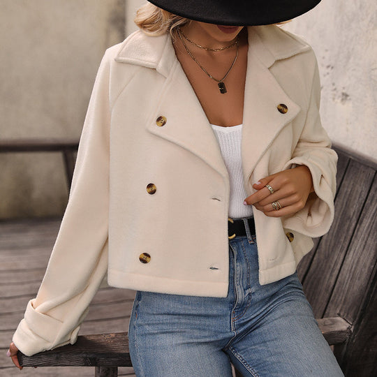 Damen kurze Plüschjacke im modischen Oversized-Stil EB