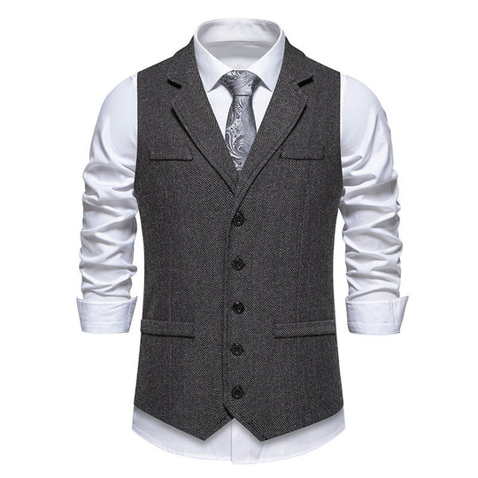 Herren elegante Mehrzweck-Weste im Herringbone-Design mit praktischen Taschen EB