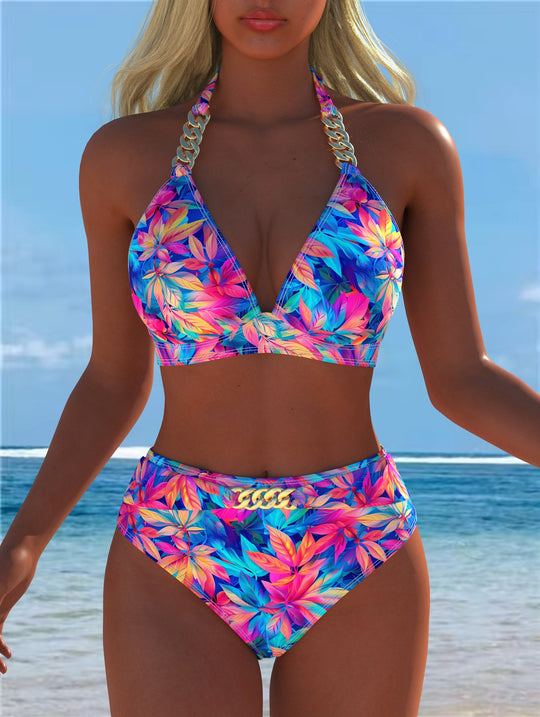 Damen Bikini mit luxuriösem Marmormuster und edlen Details EB