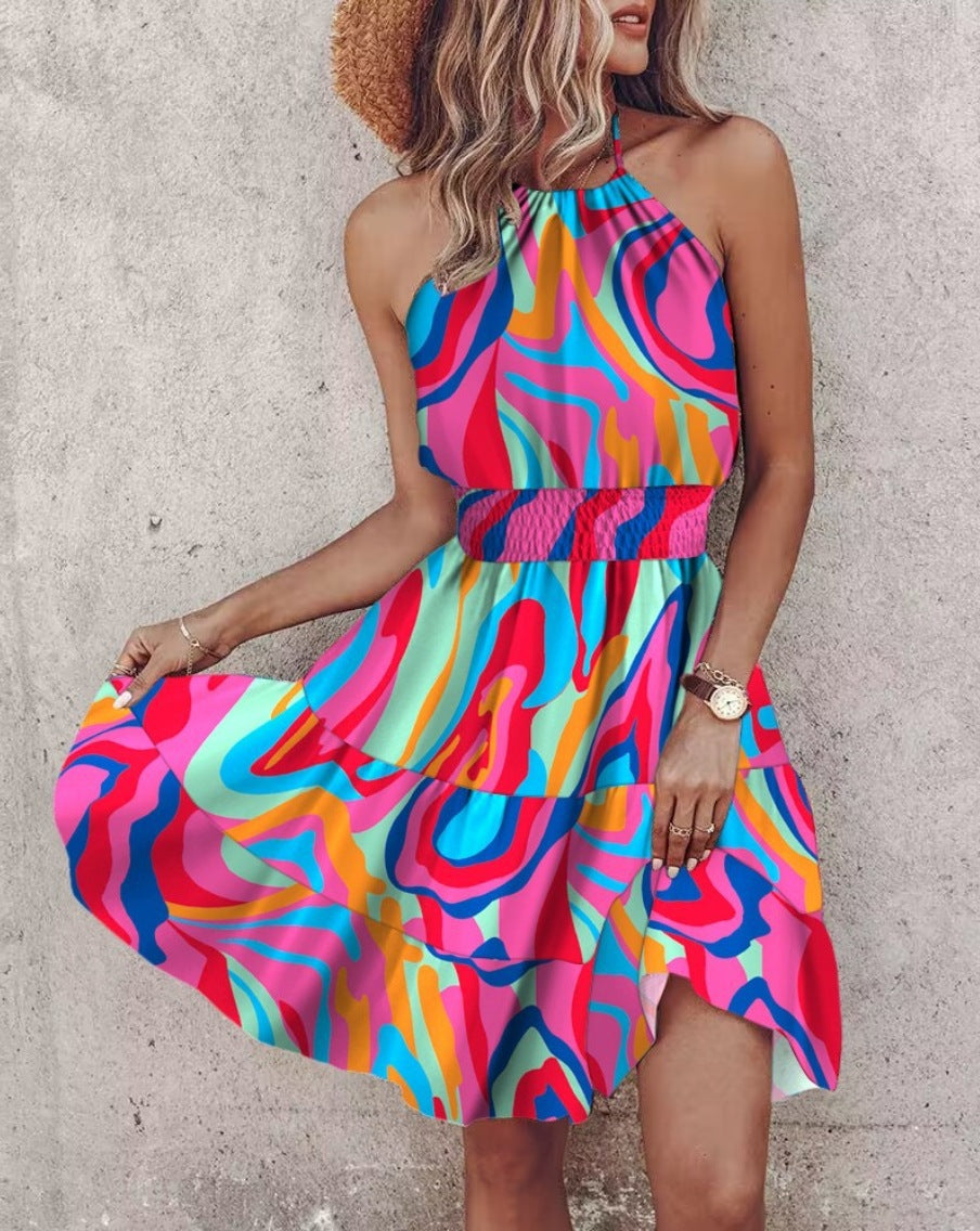 Damen Trendiges Kleid mit Raffung und asymmetrischem Saum EB