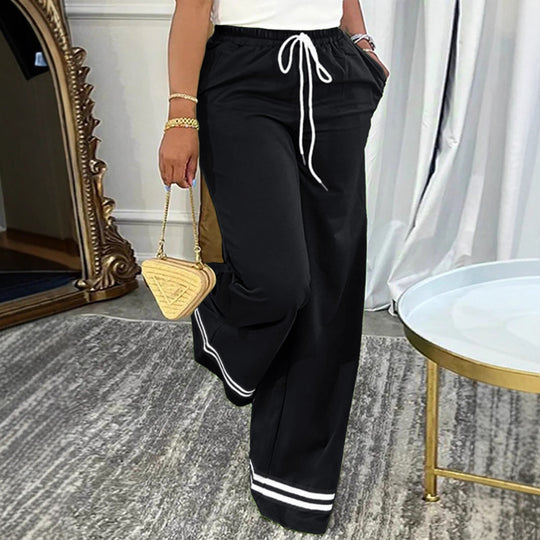 Damen Weite Freizeithose mit elastischem Bund und seitlichen Taschen EB