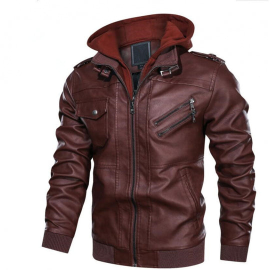 Herren jacke im modernen Biker-Stil mit abnehmbarer Kapuze EB