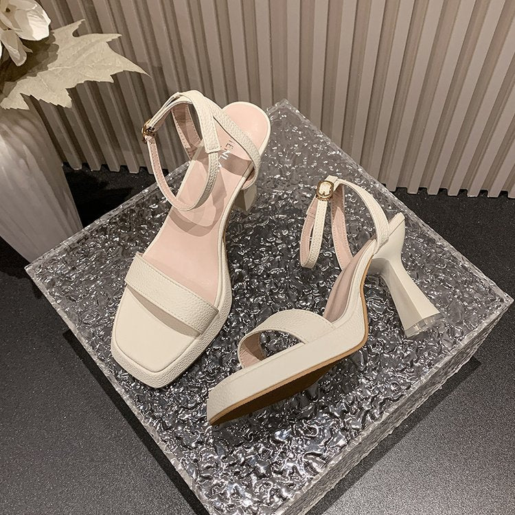 Damen elegante Sandaletten mit anpassbarem Riemen und modischem Blockabsatz EB