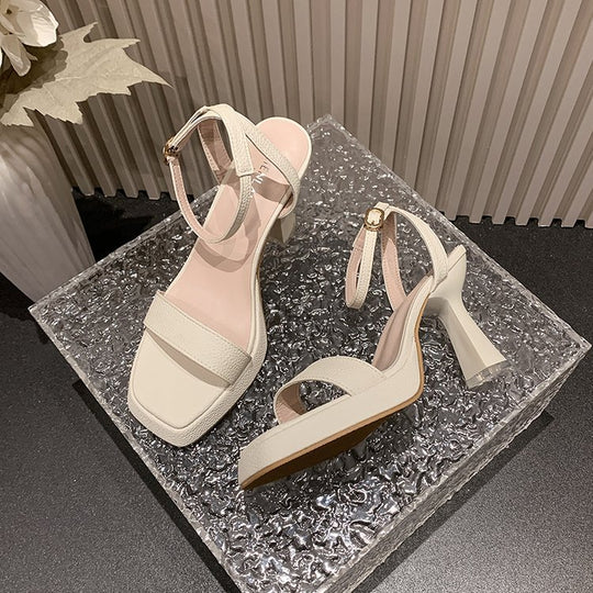 Damen elegante Sandaletten mit anpassbarem Riemen und modischem Blockabsatz EB