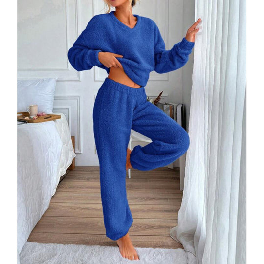 Damen Kuscheliges Fleece-Lounge-Set mit elastischem Bund EB