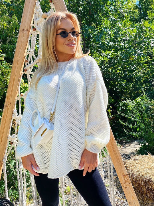 Damen Strukturierter Strickpullover EB