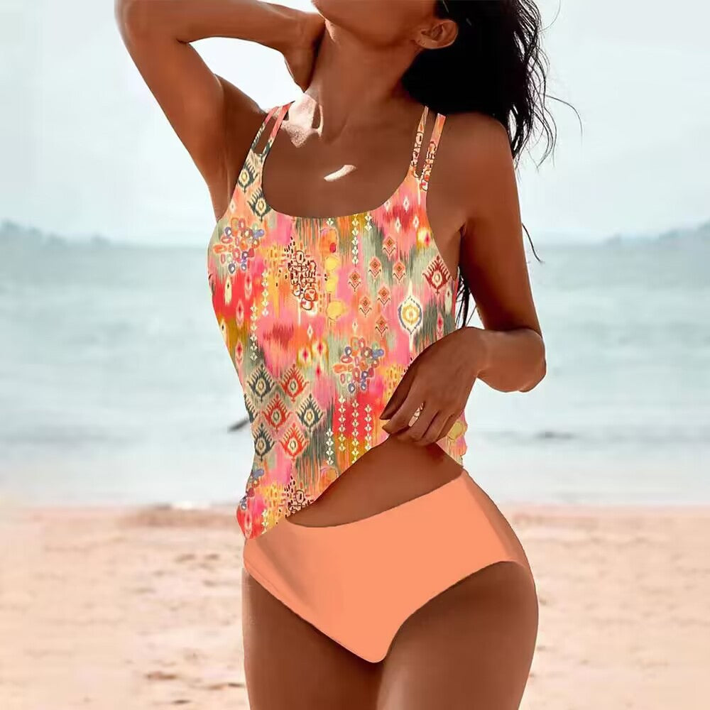 Damen Schwimmanzug mit modischem Druck und verstellbaren Trägern EB