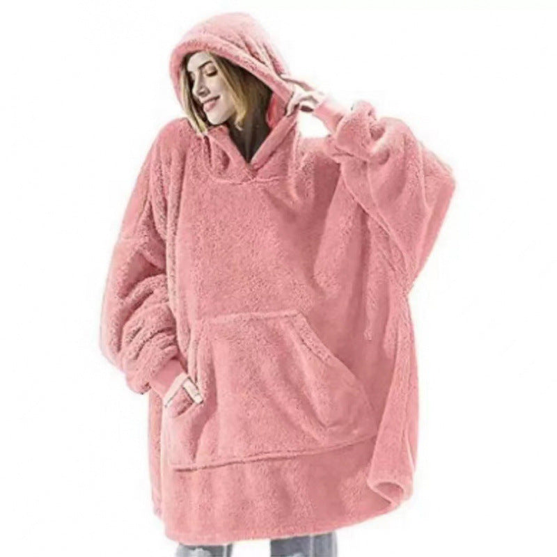 Damen Kuschelige Oversize-Hoodiejacke aus Fleece mit Kängurutasche EB