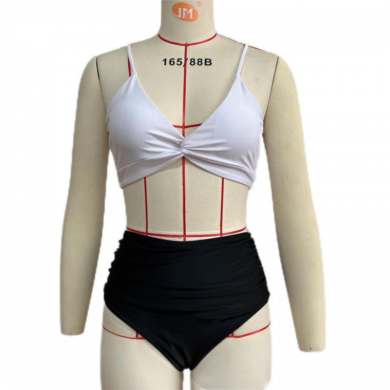 Damen Hochwertiger Bikini mit Knotendetail und hohem Bund EB