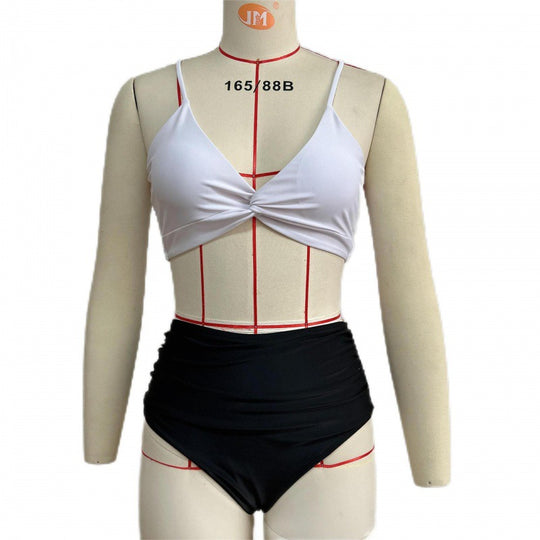 Damen Hochwertiger Bikini mit Knotendetail und hohem Bund EB