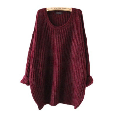 Damen Grobstrickpullover mit offener Silhouette und weitem Rundhalsausschnitt EB