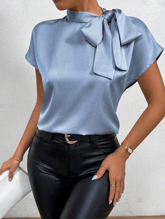 Damen Satin-Top mit eleganter Schleife EB
