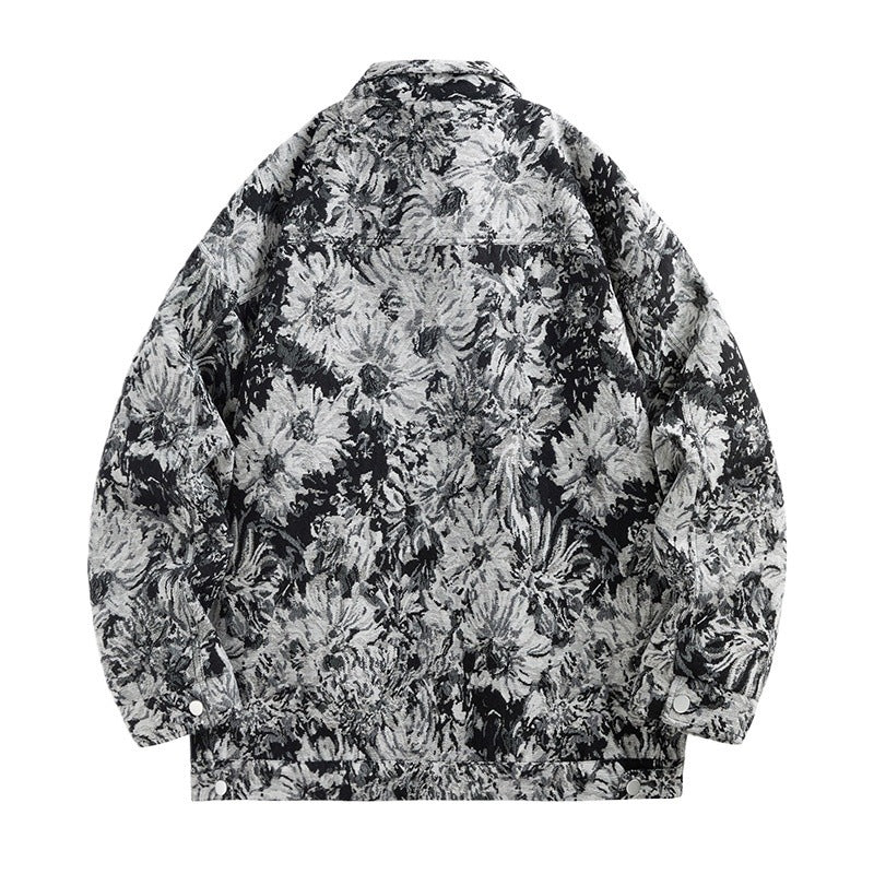 Damen modische Blousonjacke mit floralem Muster EB