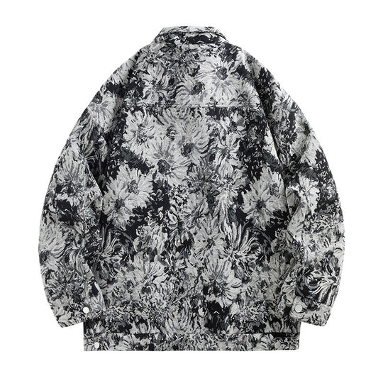 Damen modische Blousonjacke mit floralem Muster EB