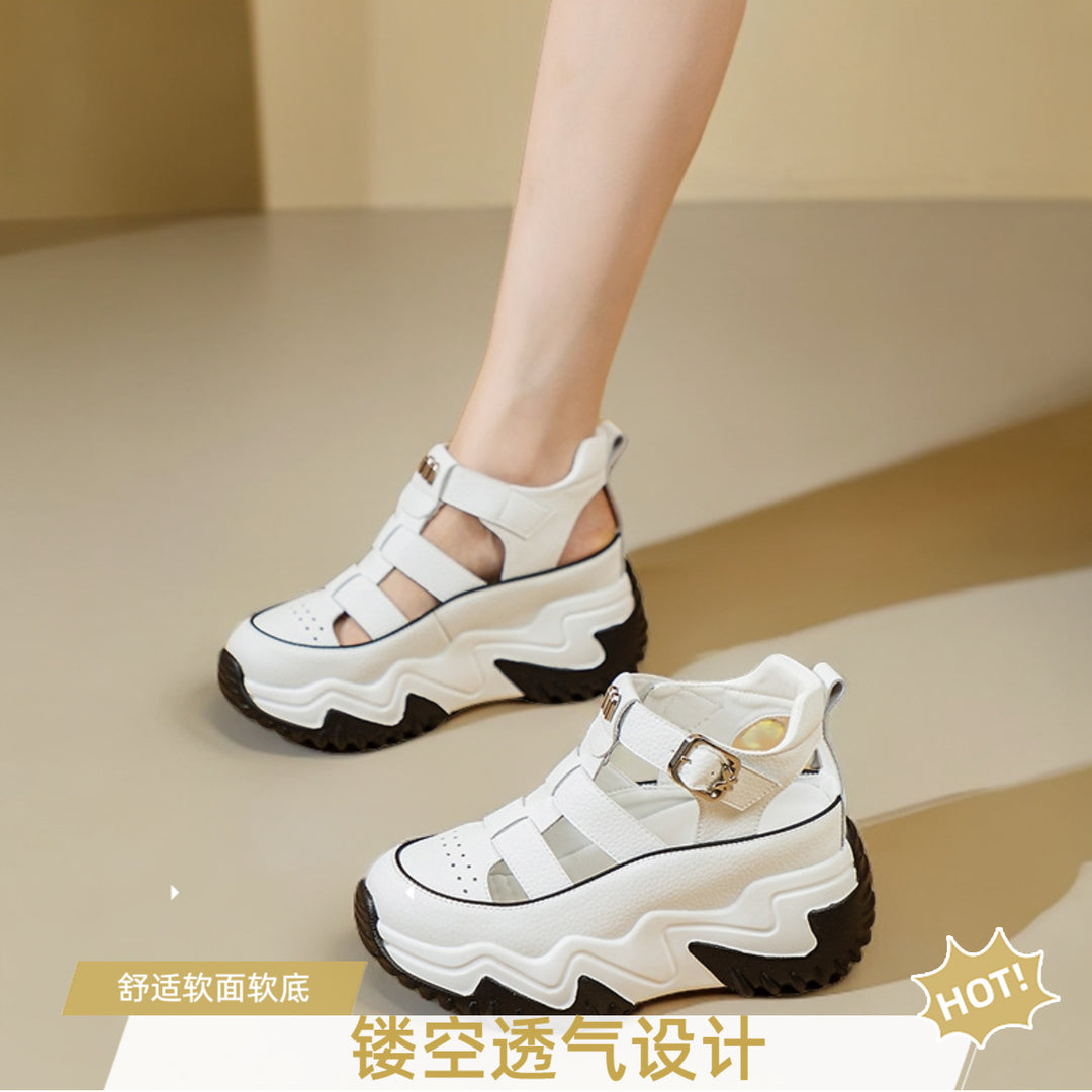 Damen Plateau-Sandalen mit verstellbarem Riemen und rutschfester Sohle EB