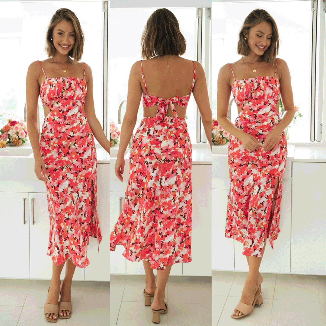 Damen Midi-Kleid mit elegantem Schlitz und figurbetontem Schnitt EB