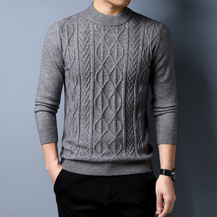 Herren Strickpullover mit strukturiertem Zopfmuster EB
