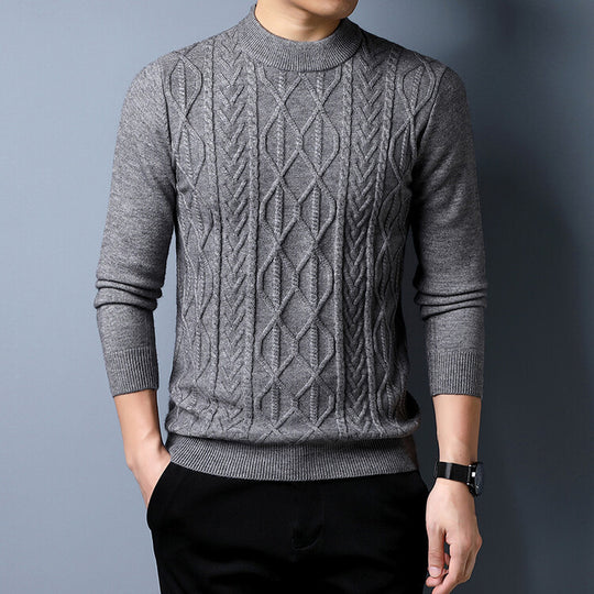 Herren Strickpullover mit strukturiertem Zopfmuster EB