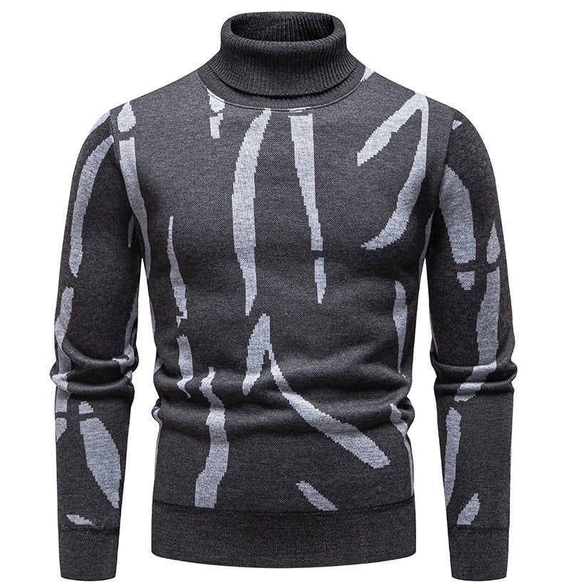 Herren modischer Rollkragenpullover mit auffälligem Muster EB