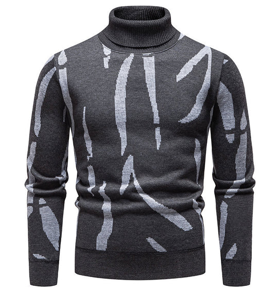 Herren modischer Rollkragenpullover mit auffälligem Muster EB