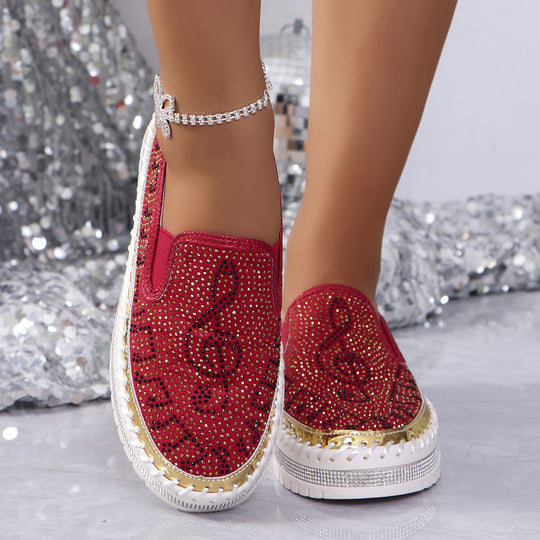 Damen Slip-On Sneakers mit funkelndem Strass EB