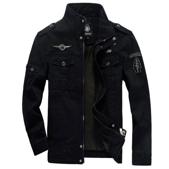 Herren Canvas Fieldjacke im Military-Style mit Schulterklappen und Mehrfachtaschen EB