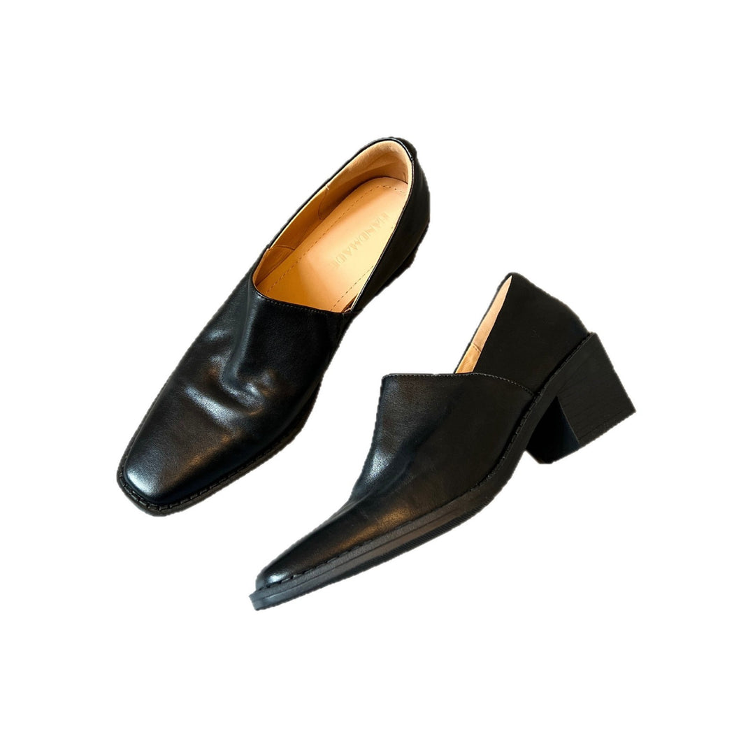 Damen elegante Slipper mit modischem V-Ausschnitt und komfortablem Blockabsatz EB